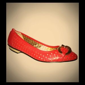 Juicy Couture Woman's Evie Perforated Red Flats