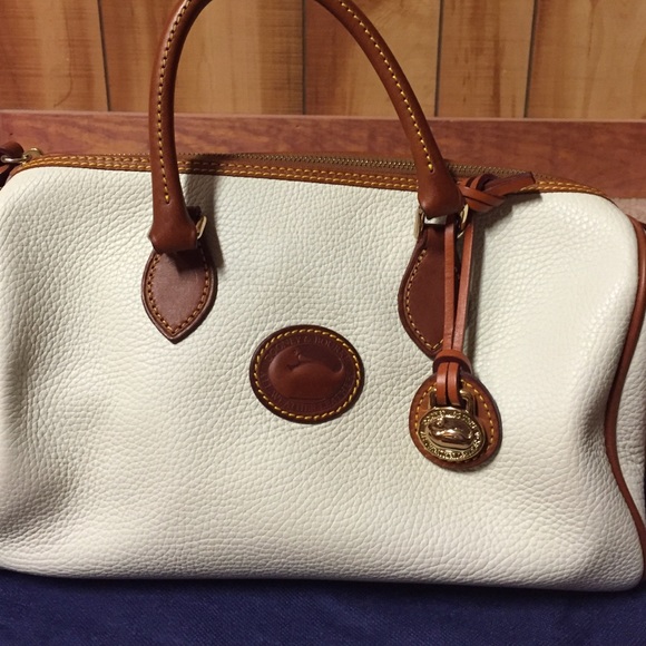 Dooney & Bourke Handbags - Cream and tan brown leather satchel