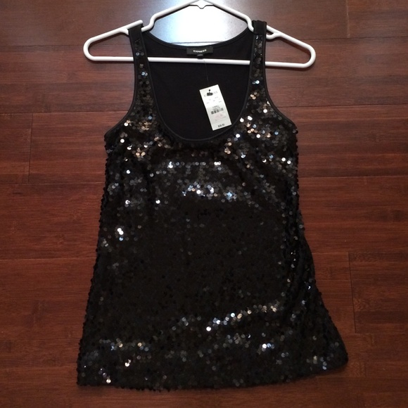 BNWT Express black sequin tank top size xsmall