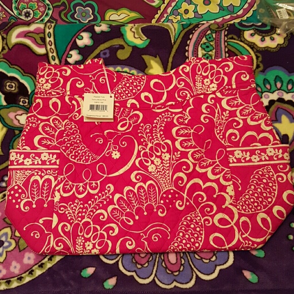 NWT Vera Bradley pleated tote in Twirly Bird Pink