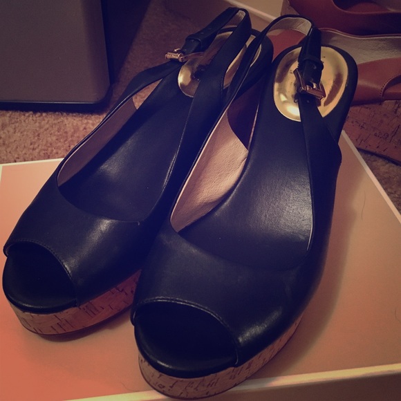 Michael Kors black wedges and brown wedges