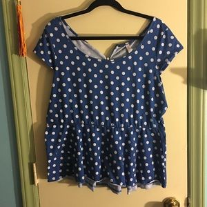Blue polka dot peplum top