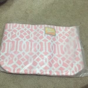 Light coral with white designs tote bag