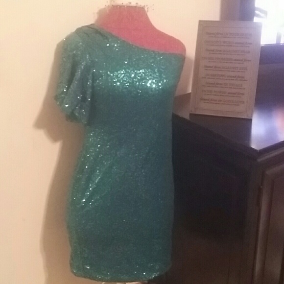 Teal sequin party dress