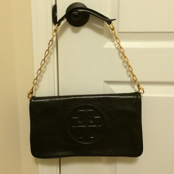 Tory Burch "Reva" clutch with gold chain