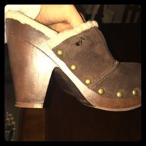 Brown suede Rocket Dog clogs