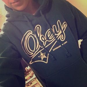 Obey green medium hooded sweatshirt