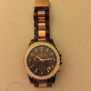 Authentic Michael Kors brown and rose gold watch