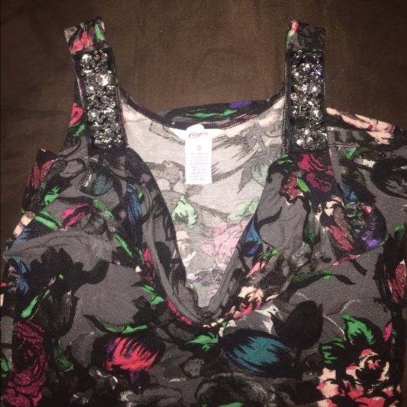 Crystal Strap Floral Tank