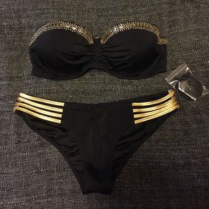Victoria's Secret Black n' Gold Swim Suit!