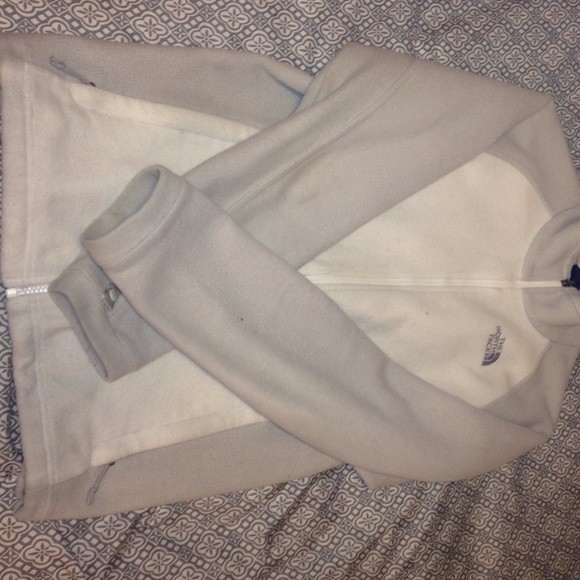 Gray and White North Face Zip-Up