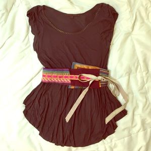 Gorgeous belted brown top