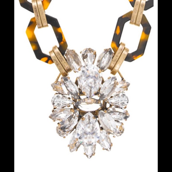 🔴 SOLD J. Crew Tortoise &Crystal Pendant Necklace - Picture 2 of 4