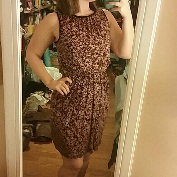 Ann Taylor LOFT Black and Pink Leaf Dress