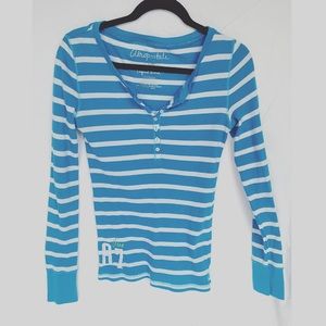 {Aeropostale} Blue and White Long Sleeve Shirt
