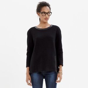 Madewell Leather Trim Wool Sweatshirt/Sweater