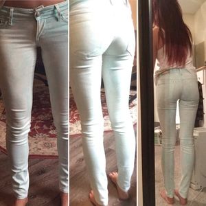 Light blue colored Acid washed jeans