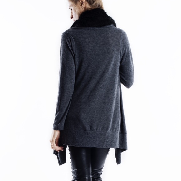 X "Endless Time" Faux Fur Collar Cardigan - Picture 3 of 3