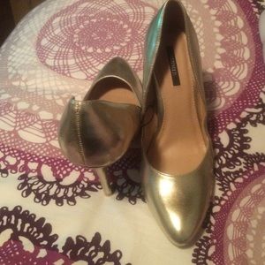 Gold metallic heels