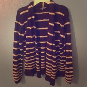 Maroon Striped Cardigan