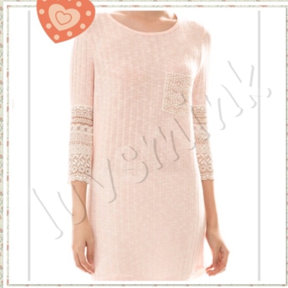 PEACH KNIT TUNIC WITH CROCHET DETAIL - SMALL