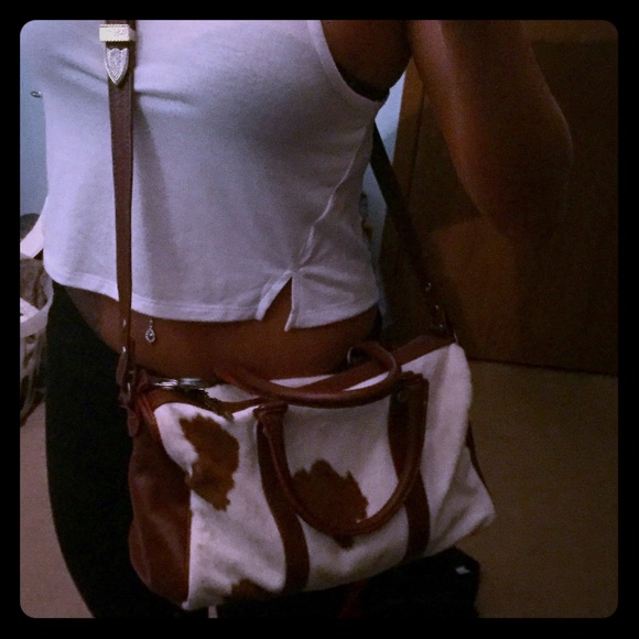 Real cowhide & leather buckle purse
