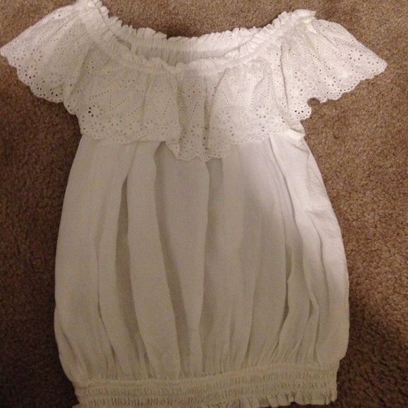 Off the shoulder white top