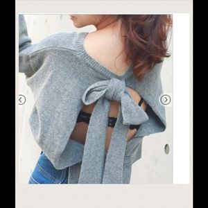 Grey Hollow Bow Back Loose Sweater