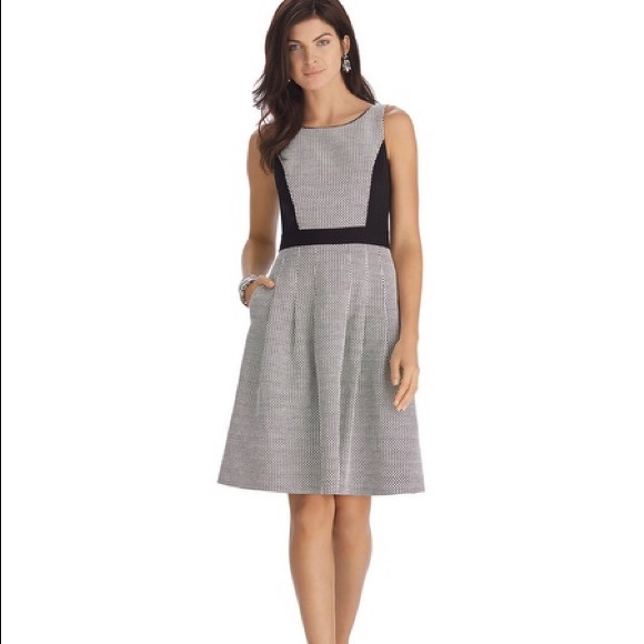 NWT- WHBM Sleeveless Black/White Pieced Fit+Flare