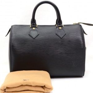 Louis Vuitton black epi leather speedy 25