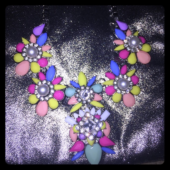 New neon Multi Color Pearl Statement Necklace