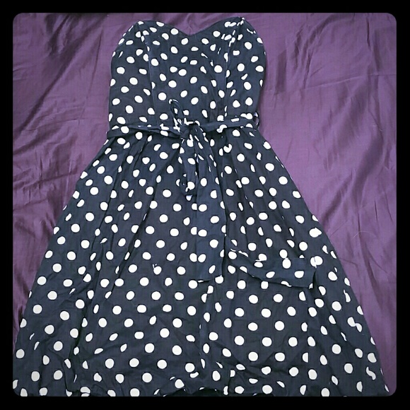 Strapless polka dot dress