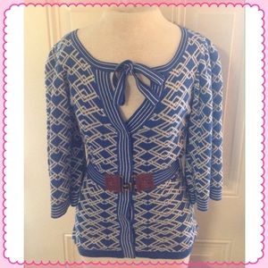 TRACY REESE GEOMETRIC PATTERN CARDIGAN