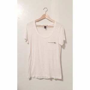 🌸h&m🌸cream zip pocket T~!