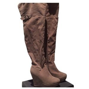 Over the knee suede wedge boots!