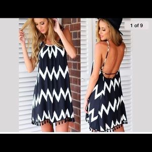 Women's Summer Chiffon Chevron Pattern Party Dress