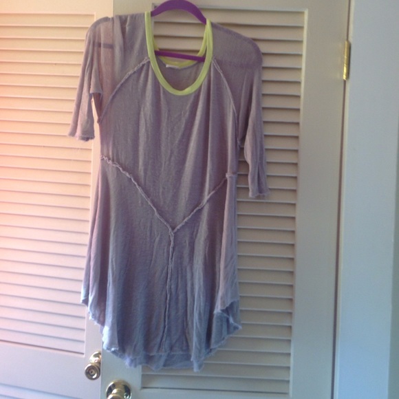 Free people gray and yellow tunic top