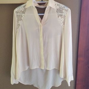 Cream lace blouse barely worn size large.