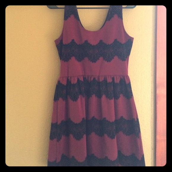 WORN ONCE!! Deep red with black lace.