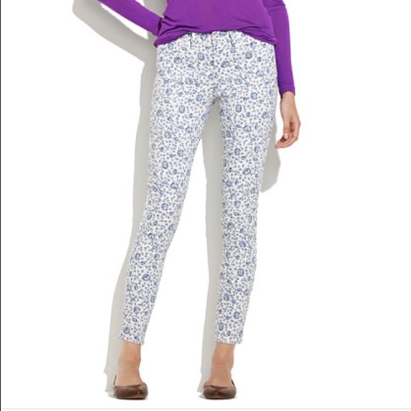 Floral ankle skinny jeans