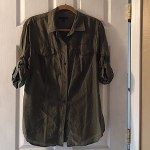 Olive green collared button-down