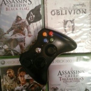 4 Xbox 360 games and controller