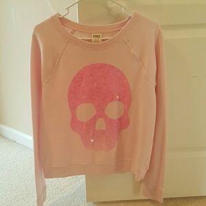 Oversized pink skull sweatshirt