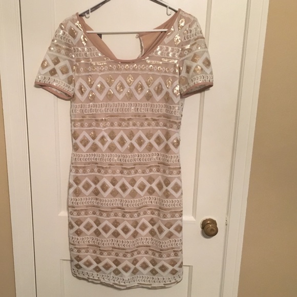 Muse Gold and white Sequined dress