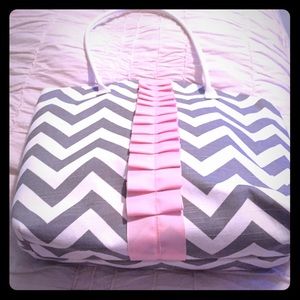 Pink and gray Chevron Style diaper bag