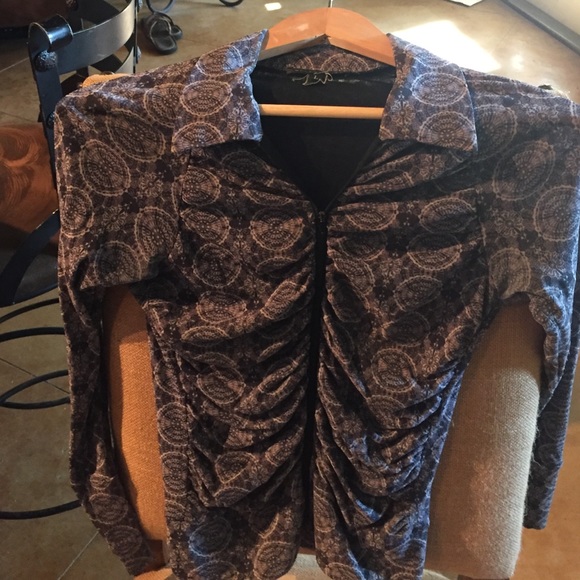 Long sleeve zip front blouse