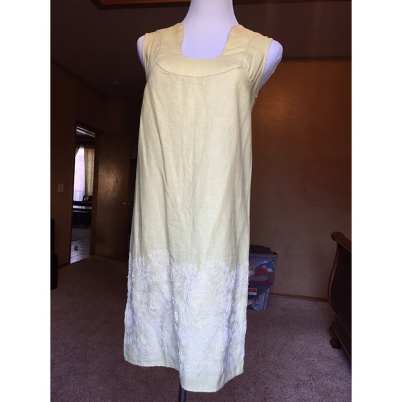 Light Yellow linen shirt dress