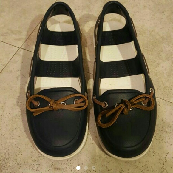 Dark blue crocs sandals