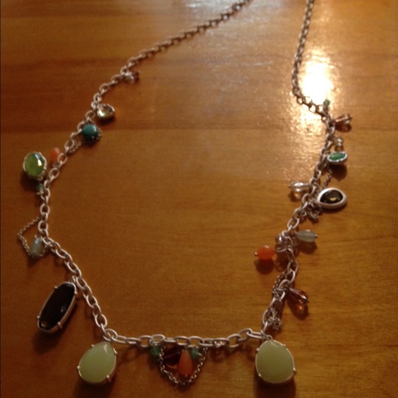 Lia Sophia long beaded silver necklace