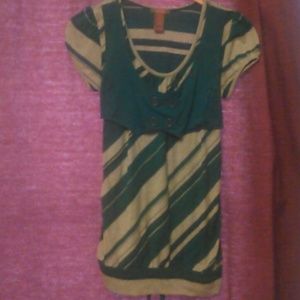 Cotton striped shirt with button vest detail